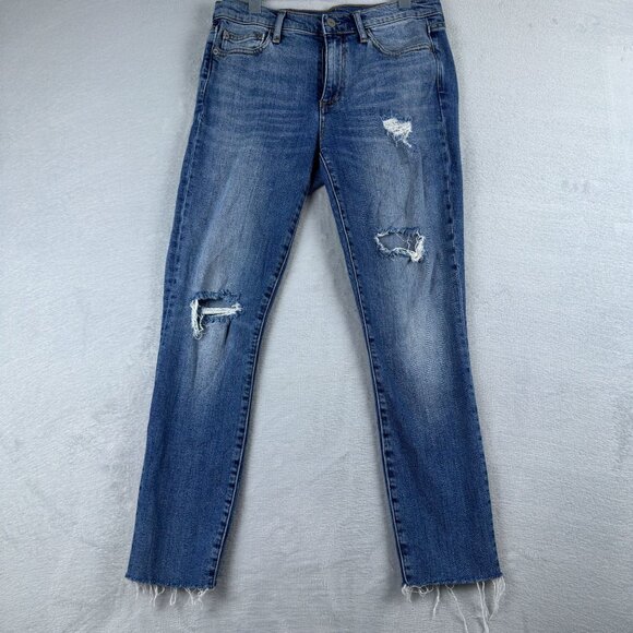 Gap 1969 Authentic True Skinny Jeans Distressed Womens Size 28 Regular Blue - Picture 1 of 12